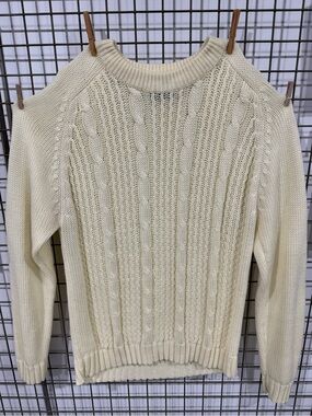 Vintage Laurentien Classic Cream Cable Knit Women's Sweater